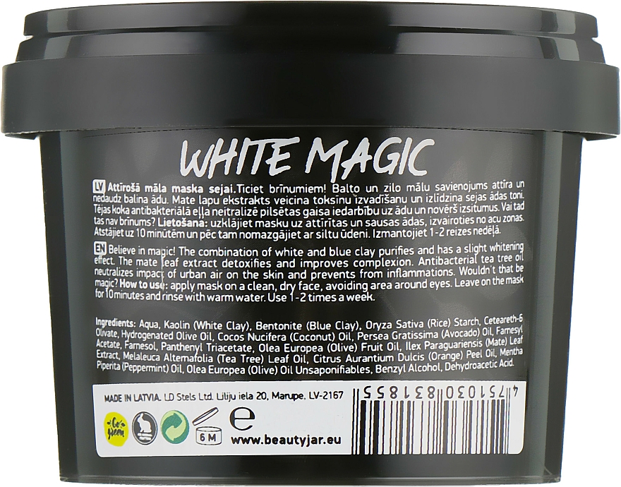 Reinigende Detox Gesichtsmaske mit weißem und blauem Ton, Mate-Strauch und Teebaumöl - Beauty Jar White Magic — Foto N3