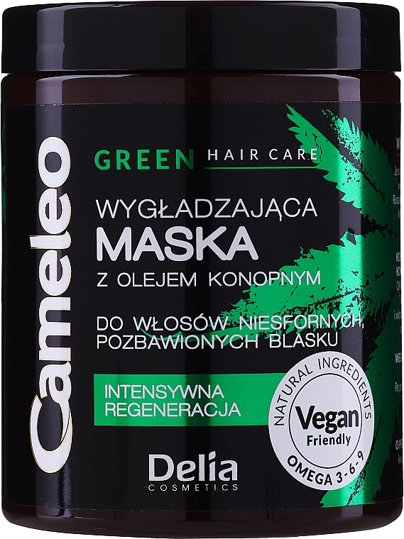 Intensiv regenerierende und glättende Haarmaske mit Hanföl - Delia Cosmetics Cameleo Green Mask