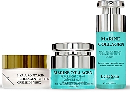 Gesichtspflegeset - Eclat Skin London Marine Collagen & Hyaluronic Acid (Gesichtscreme 50ml + Gesichtsserum 30ml + Augencreme 20ml)  — Bild N1