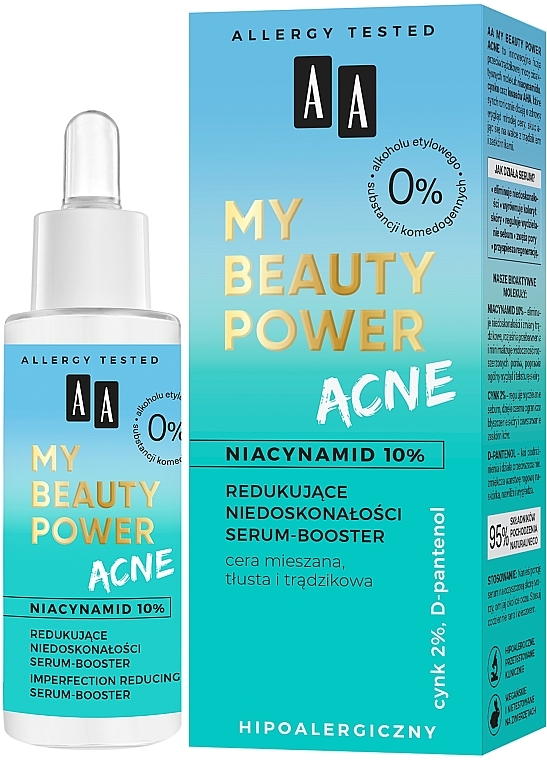 Entzündungshemmender Serum-Booster für das Gesicht mit Niacinamid 10%, Zink und AHA-Säuren - AA My Beauty Power Acne — Bild N1