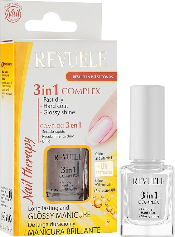 3in1 Nagelkomplex zum Trocknen, Beschichten und Glänzen - Revuele Nail Therapy — Bild N2