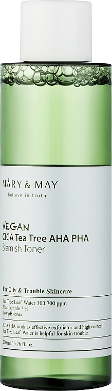 Gesichtstoner mit Centella Asiatica und Teebaum - Mary & May Vegan Cica Tea Tree AHA PHA Toner — Bild N1
