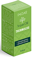 Set für vegane Nanoplastik für natürliches Haar - Inoar Argan Oil Thermoliss (shmp/50ml + keratin/50ml) — Bild N5