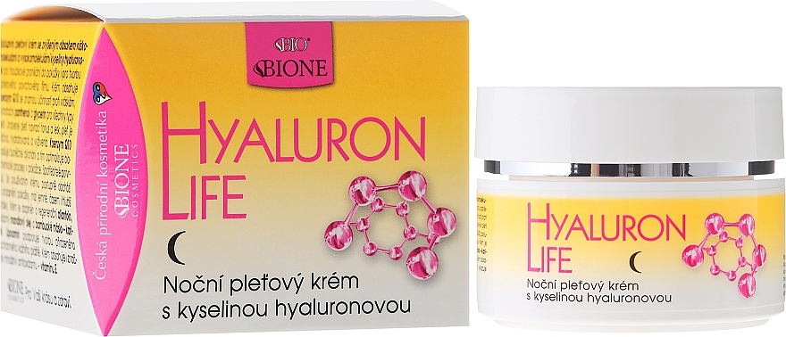 Feuchtigkeitsspendende Anti-Falten Nachtcreme mit Hyaluronsäure - Bione Cosmetics Hyaluron Life Night Cream With Hyaluronic Acid — Bild N1