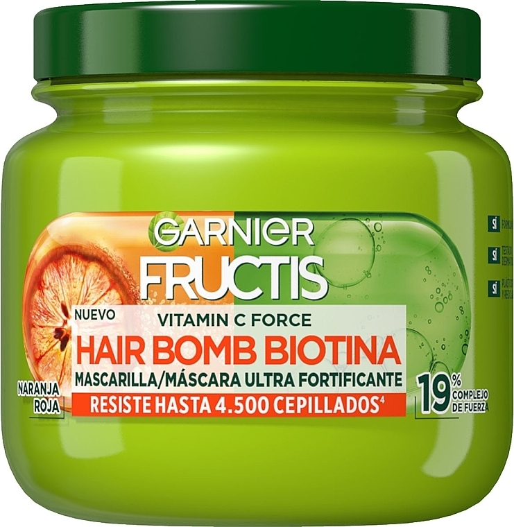 Haarmaske - Garnier Fructis Vitamin C Force Hair Bomb Biotin Mask — Bild N1