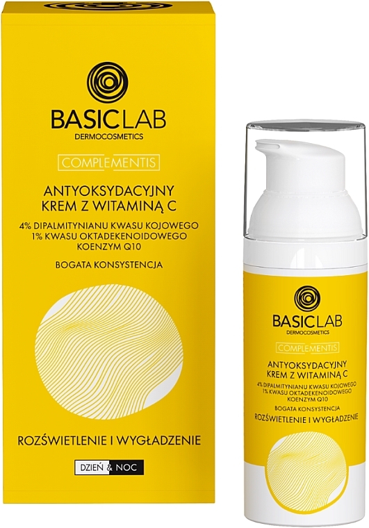 Antioxidative aufhellende und glättende Gesichtscreme mit Vitamin C - BasicLab Dermocosmetics Complementis — Bild N1