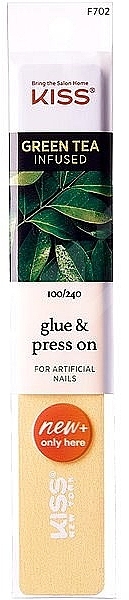 Feile für künstliche Nägel 100/240 F 702 - Kiss Green Tea Infused Glue & Press On For Artficial Nails — Bild N1