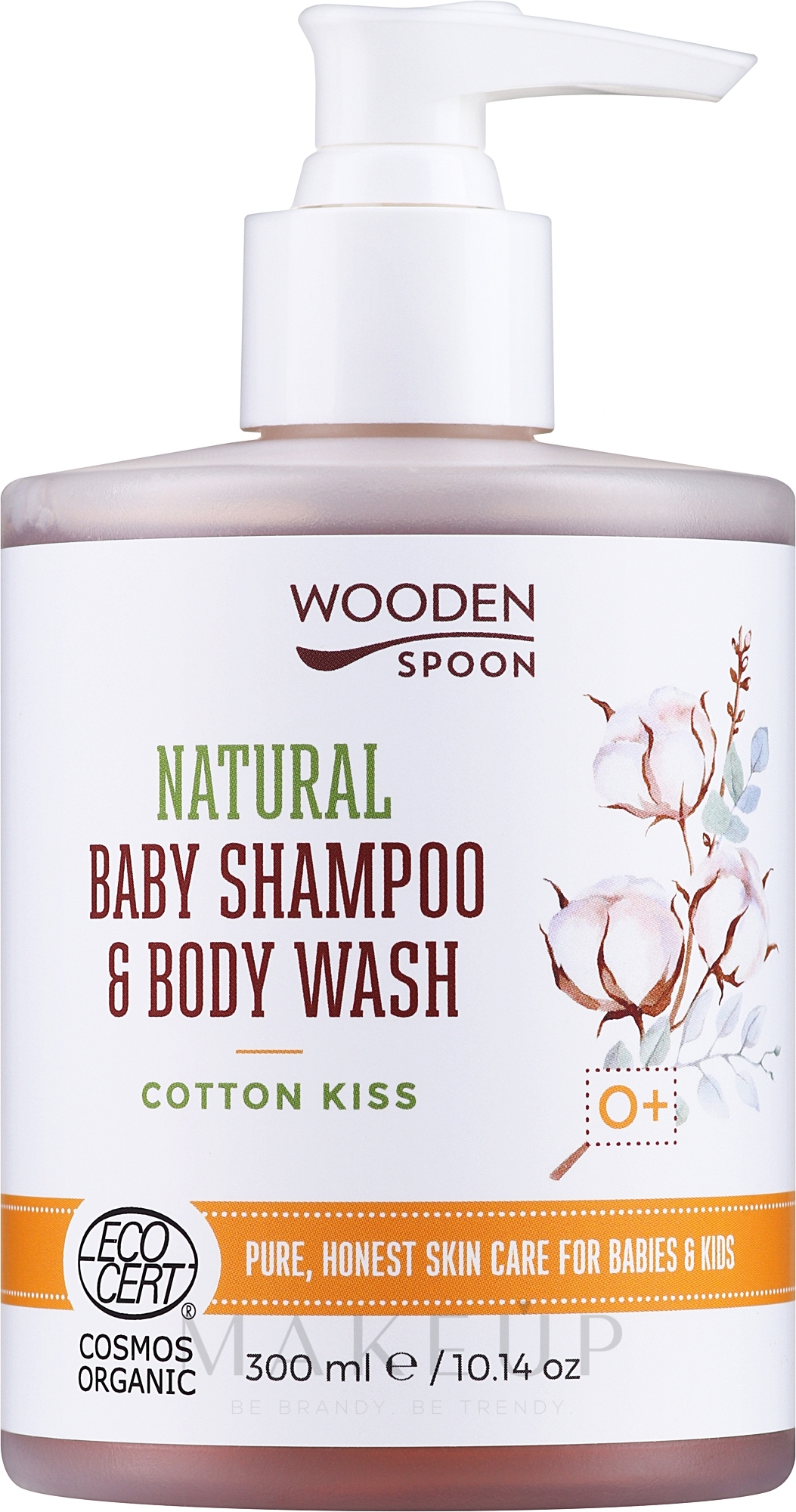 Shampoo-Körpergel für Babys mit Baumwolle - Wooden Spoon Natural Baby Shampoo & Body Wash Cotton Kiss — Bild 300 ml