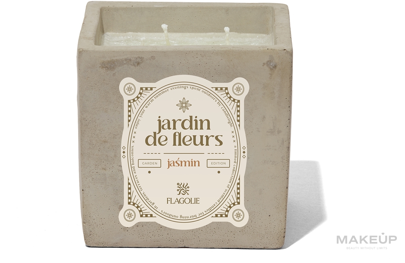 Duftkerze im Keramikglas Jasmine quadratisch - Flagolie Garden Edition  — Bild 500 g