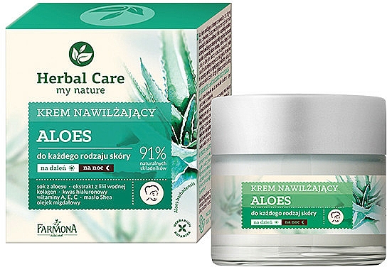 Feuchtigkeitsspendende Tages- und Nachtcreme mit Aloe - Farmona Herbal Care Moisturizing Cream — Bild N1