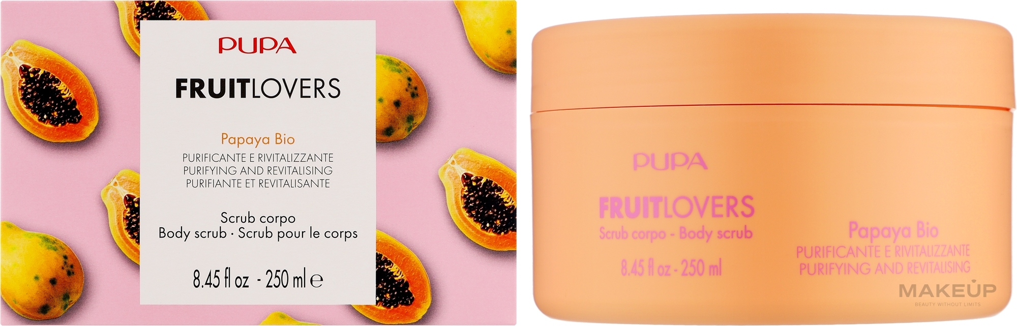 Reinigendes und revitalisierendes Körperpeeling Bio Papaya - Pupa Fruit Lovers Papaya Bio Body Scrub — Bild 250 ml