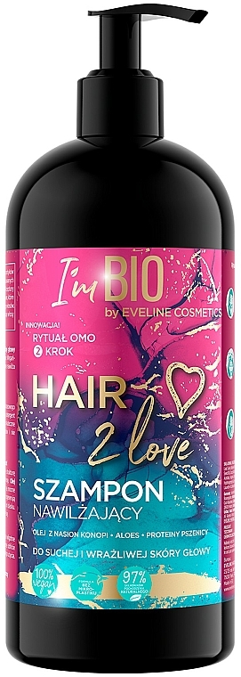 Feuchtigkeitsspendendes Shampoo für trockenes Haar - Eveline Cosmetics Hair 2 Love — Bild N1