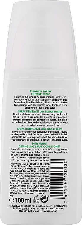 Spray-Conditioner für das Haar - Rausch Swiss Herbal Detangling Spray Conditioner — Bild N2