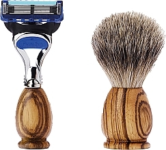 Rasierpflegeset - Acca Kappa Shaving Set In Zebra Wood Travel Size (Rasierer 1 St. + Rasierpinsel 1 St.) — Bild N1