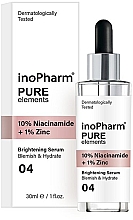 Düfte, Parfümerie und Kosmetik Gesichtsserum mit 10% Niacinamid und 1% Zink - InoPharm Pure Elements 10% Niacinamide + 1% Zinc Brightening Serum