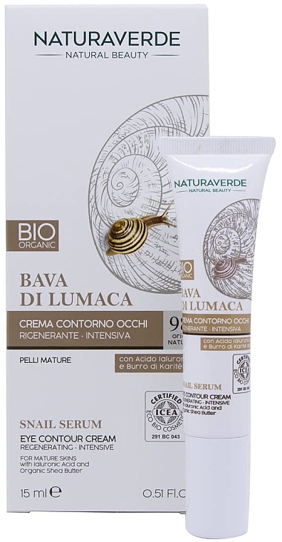 Creme für die Augenpartie - Naturaverde Eye Contour Cream Snail Serum — Bild N1