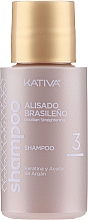 Keratin-Haarglättungs-Kit für Brünetten - Kativa Alisado Brasileno Straighten Brunette (Pre-Shampoo 15ml + Haarmaske 150ml + Shampoo 30ml + Conditioner 30ml + Pinsel 1 St. + Einweg-Handschuhe) — Bild N4