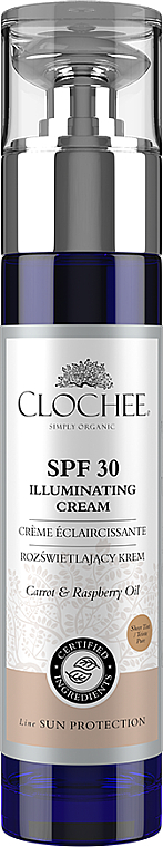 Aufhellende Gesichtscreme mit Karotten- und Himbeeröl SPF 30 - Clochee Illuminating Cream SPF30