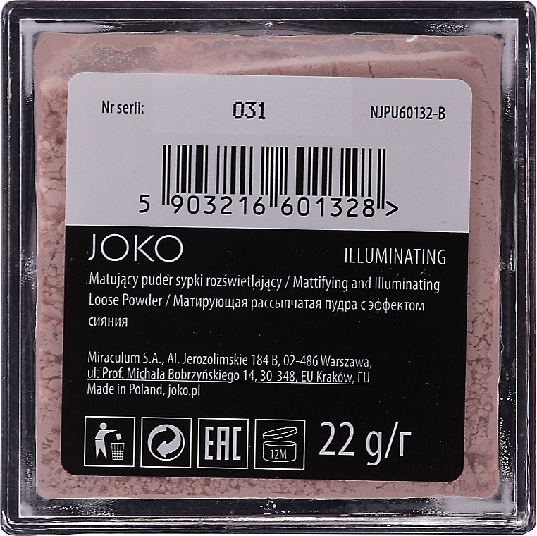 Mattierender loser Gesichtspuder mit strahlender Wirkung - Joko Mattifying Illuminating Loose Powder — Bild N2