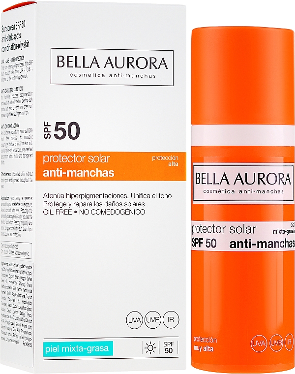 Sonnenschutzgel-Creme gegen Pigmentflecken für gemischte und fettige Gesichtshaut SPF 50 - Bella Aurora Sunscreen Gel Oily Skin SPF 50 — Bild N1