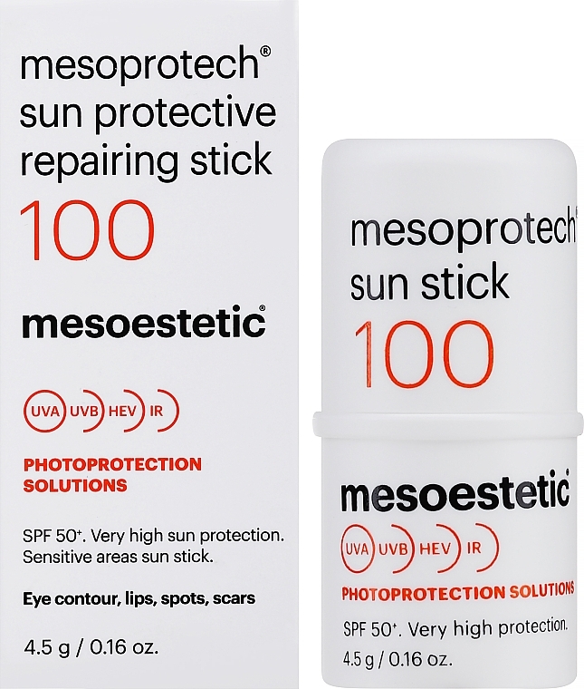 Sonnenstift für sensible Bereiche - Mesoestetic Mesoprotech Sun Protective Repairing Stick SPF100+ — Bild N2