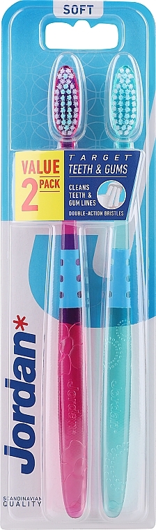 Zahnbürste weich Target Teeth & Gums violett, grün 2 St. - Jordan Target Teeth & Gums Soft Toothbrush  — Bild N4