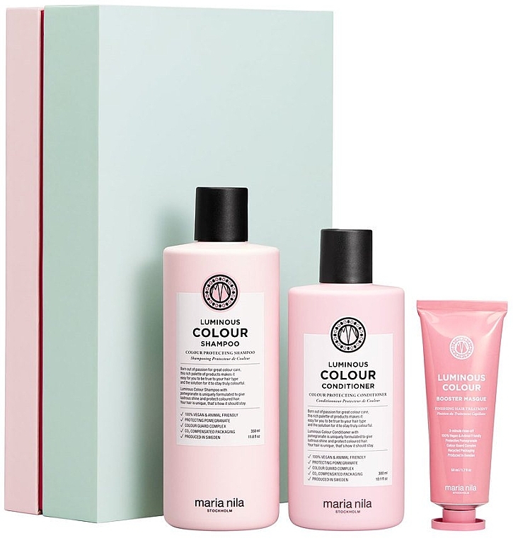 Maria Nila Luminous Color Gift Box (Shampoo /350 ml + Conditioner /300 ml + Haarmaske /50 ml) - Set — Bild N1