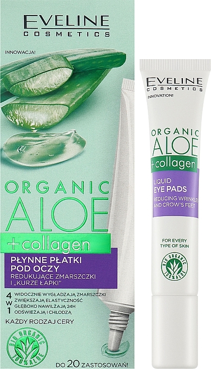 Flüssige Augenpads gegen Falten und Krähenfüße - Eveline Cosmetics Organic Aloe + Collagen — Bild N2