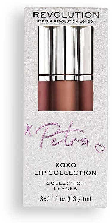 Lippenset (Flüssiger Lippenstift 3x3ml) - Makeup Revolution X Petra XOXO Lip Collection — Bild N1