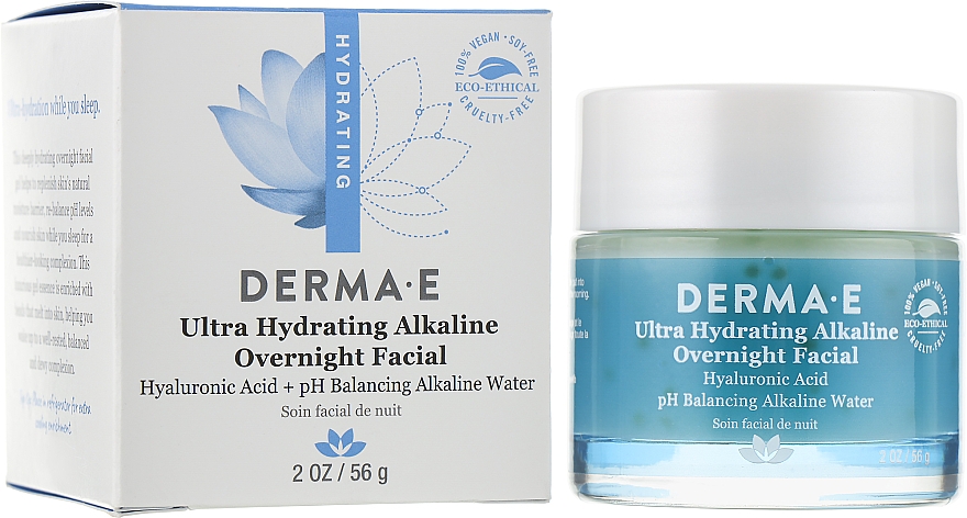 Ultra-feuchtigkeitsspendende Gesichtsbehandlung für die Nacht mit Hyaluronsäure - Derma E Ultra Hydrating Alkaline Overnight Facial — Bild N2