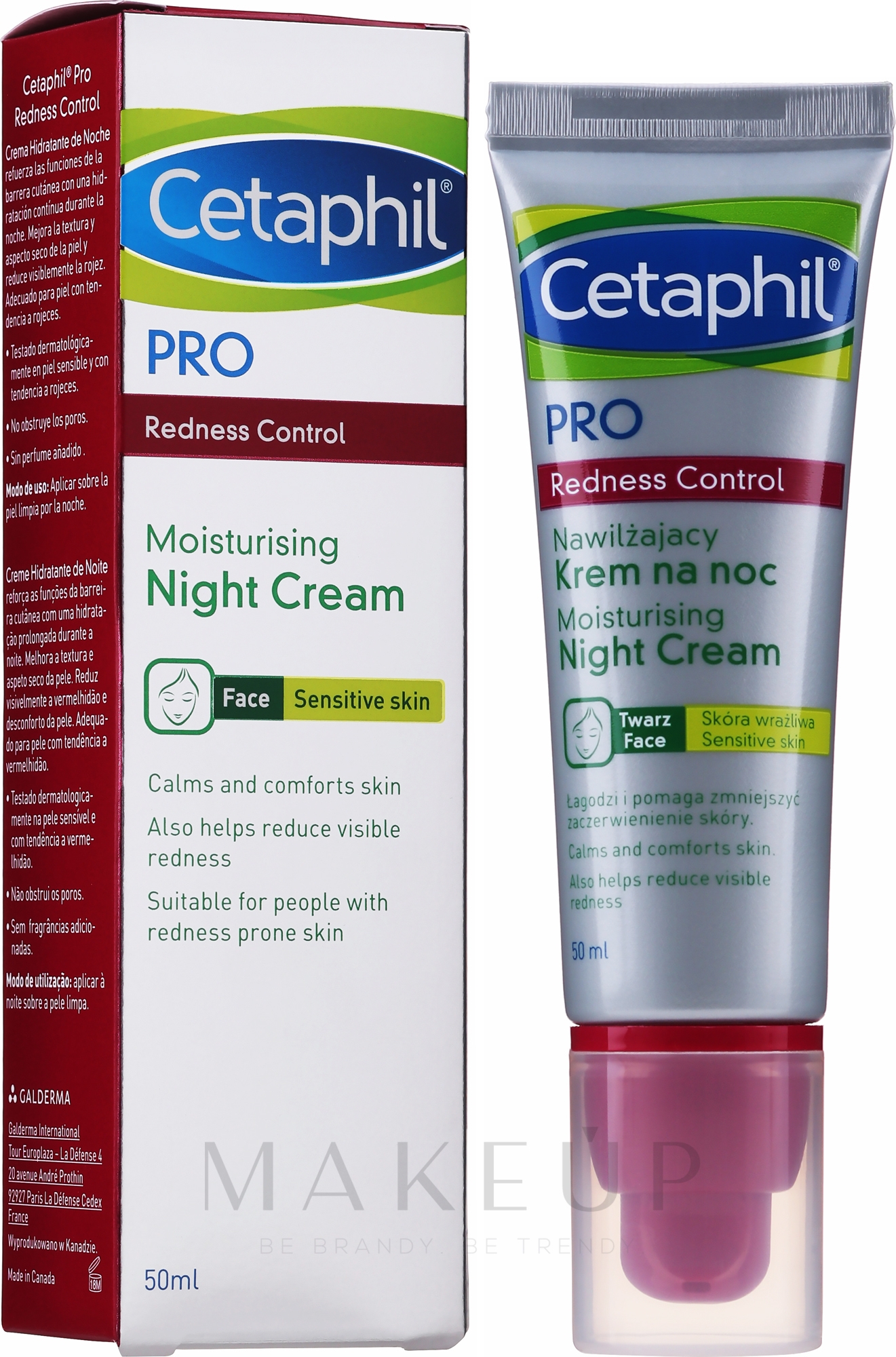 Feuchtigkeitsspendende Gesichtscreme für die Nacht für empfindliche Haut - Cetaphil Pro Redness Control Moisturizer Night Cream — Bild 50 ml