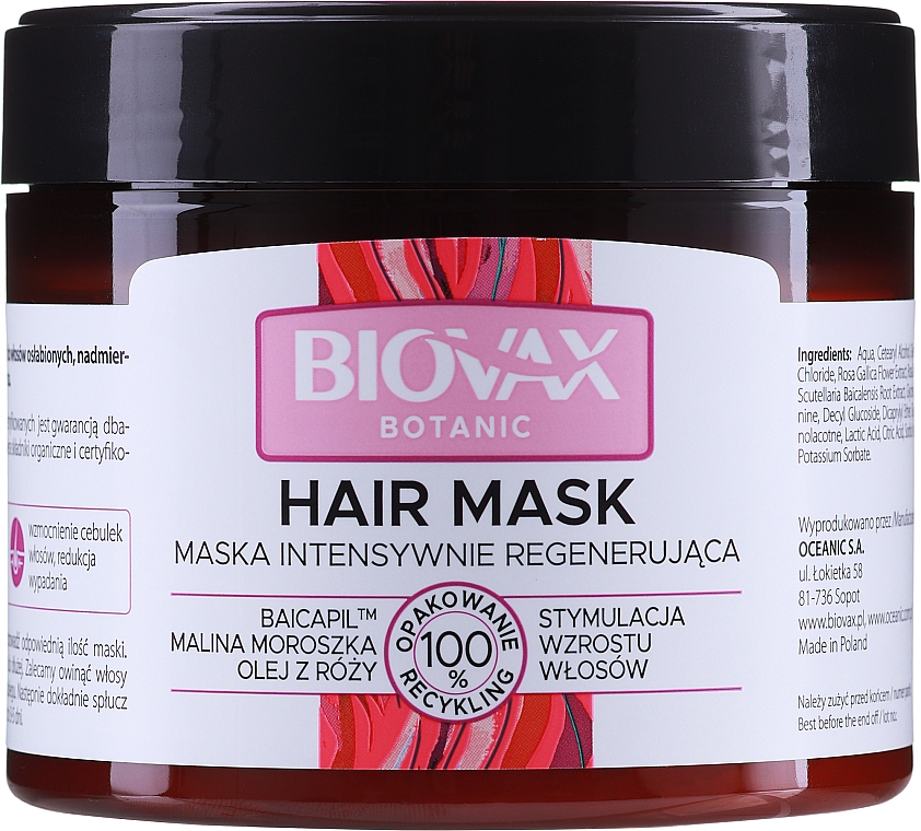 Regenerierende Haarmaske mit Brombeerextrakt und Rosenöl - Biovax Botanic Hair Mask — Bild N1
