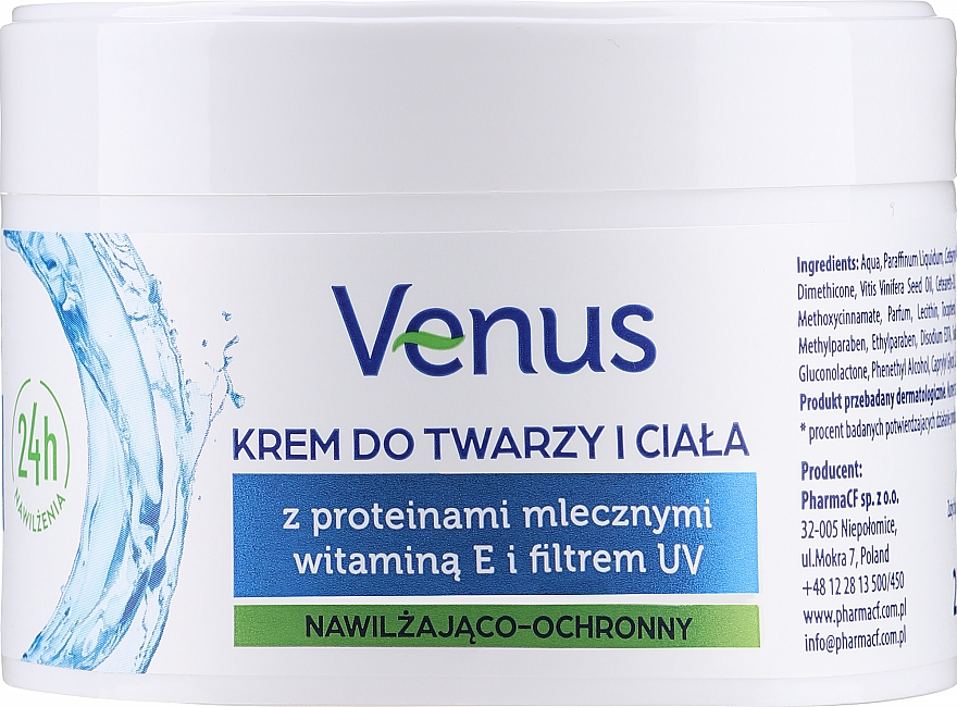 Feuchtigkeitsspendende und schützende Gesichts- und Körpercreme mit Vitamin E, Milchproteinen und UV-Filter - Venus Krem — Bild N1