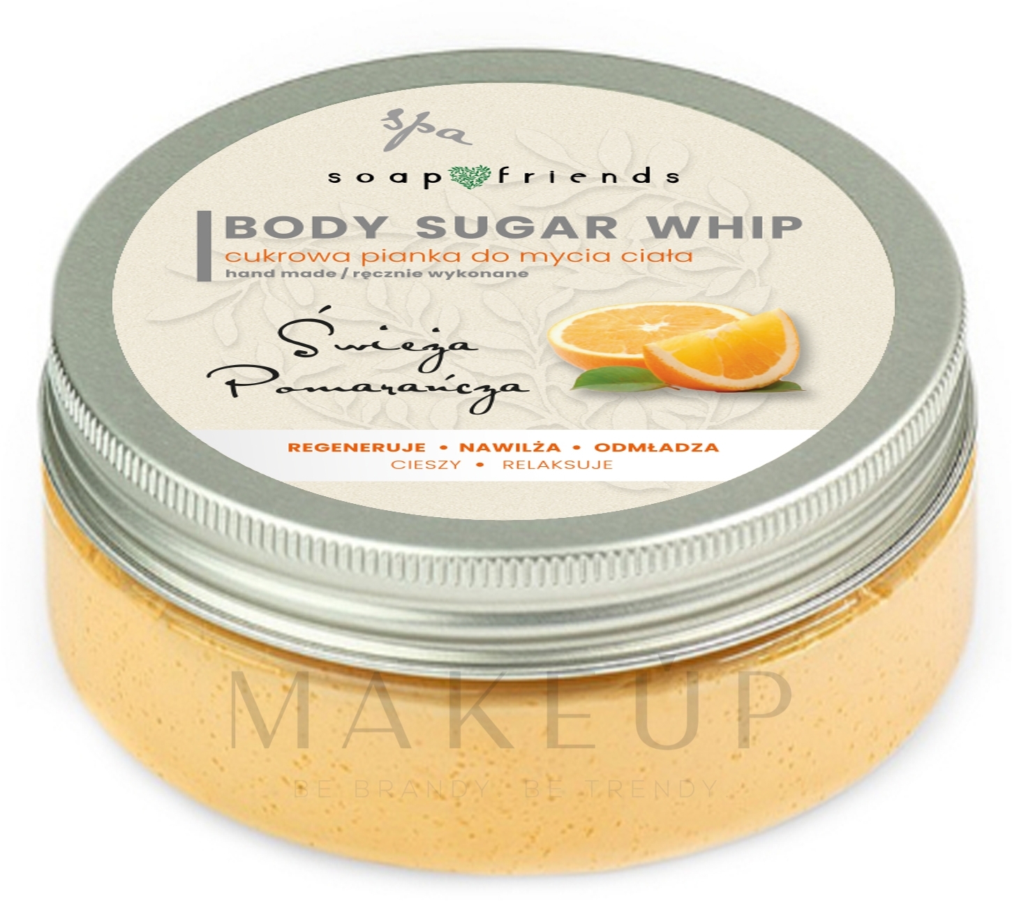 Regenerierende feuchtigkeitsspendende und verjüngende Zucker-Duschmousse Frische Orange - Soap&Friends Orange Body Sugar Whip — Bild 200 g