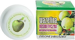 Feuchtigkeitsspendende und regenerierende Vaseline mit grünem Apfelduft für trockene und rissige Lippen mit Vitamin A und E - Kosmed Flavored Jelly Green Apple