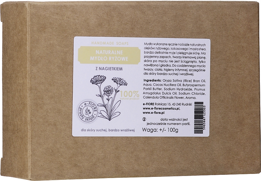 Handgemachte Naturseife mit Reisöl und Ringelblume - E-Fiore Natural Soap With Rice Oil And Calendula — Bild N2