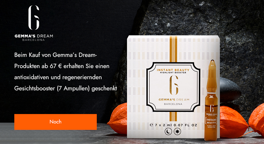 Beim Kauf von Gemma's Dream-Produkten ab 67 € erhalten Sie einen antioxidativen und regeneriernden Gesichtsbooster (7 Ampullen) geschenkt