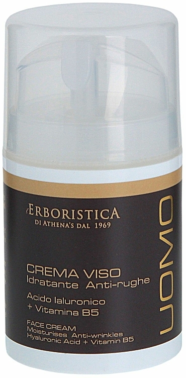 Feuchtigkeitsspendende Anti-Falten Gesichtscreme mit Hyaluronsäure und Vitamin B5 - Athena's Erboristica Uomo Face Cream — Bild N2