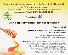 Regenerierende Tagescreme mit Propolis und Coenzym Q10 - Bione Cosmetics Honey + Q10 Cream — Bild N3