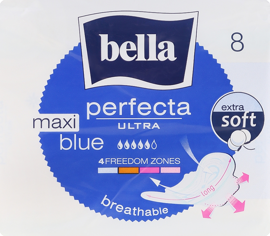 Damenbinden Perfecta Blue Maxi Soft Ultra 8 St. - Bella