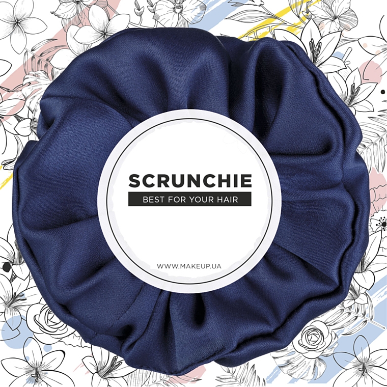 Scrunchie-Haargummi dunkelblau Satin Classic - MAKEUP Hair Accessories — Bild N1