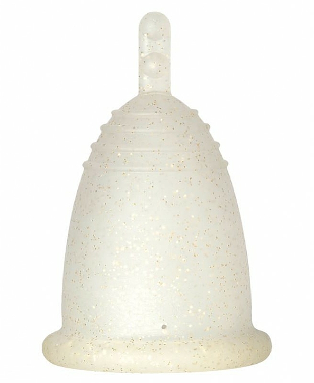Menstruationstasse Größe XL weiß mit goldenem Glitzer - MeLuna Sport Menstrual Cup Stem — Bild N1