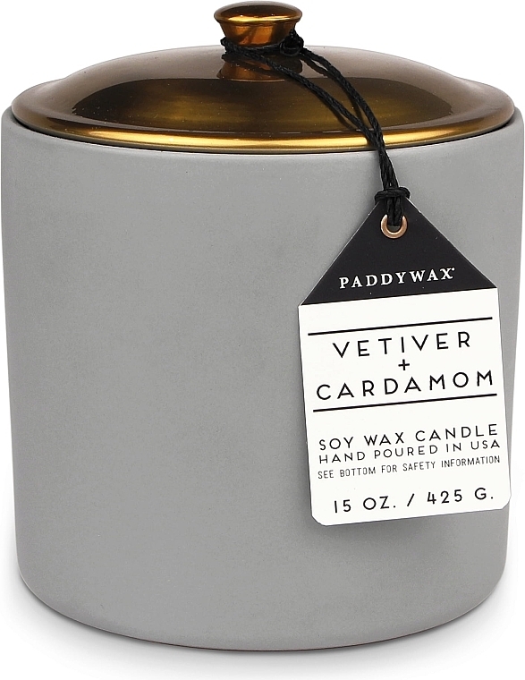 Duftkerze Vetiver und Kardamom 3 Dochte - Paddywax Hygge Ceramic Candle Grey Vetiver & Cardamom — Bild N1