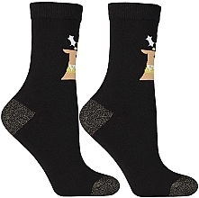 Damensocken mit Weihnachts-Hirsch-Muster, CSLS250-018, schwarz mit Hirsch - Moraj — Bild N3