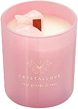 Düfte, Parfümerie und Kosmetik Sojakerze mit Rosenquarz und Rose - Crystallove Soy Candle With Rose Quartz And Rose
