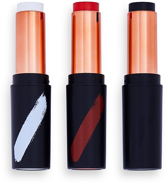 Make-up Set - Makeup Revolution Creator Fast Base Paint Stick Set White, Red & Black — Bild N2