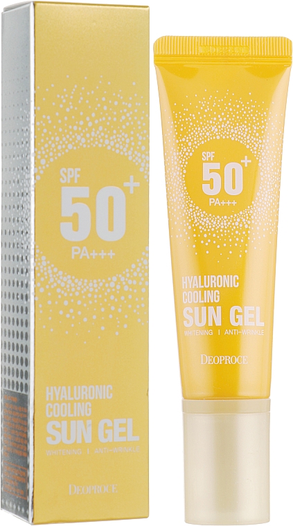 Kühlendes und feuchtigkeitsspendendes Sonnenschutzgel für das Gesicht mit Hyaluronsäure und Eukalyptusextrakt SPF 50+ - Deoproce Hyaluronic Cooling Sun Gel — Bild N3