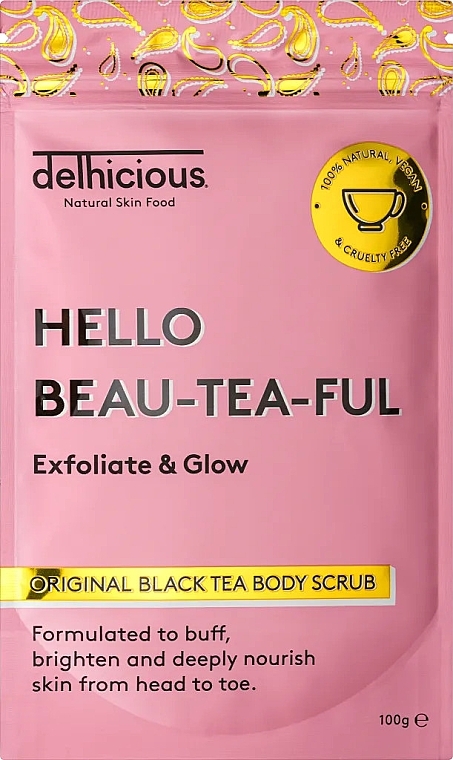 Delhicious Hello Beau-tea-ful Black Tea Body Scrub - Körperpeeling mit Koffein und Antioxidantien  — Bild N1