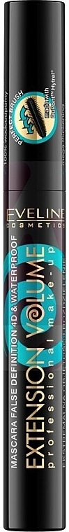 4D Wasserfeste Mascara für voluminöse Wimpern - Eveline Cosmetics 4D Extension Volume&Waterprof Mascara — Bild N2