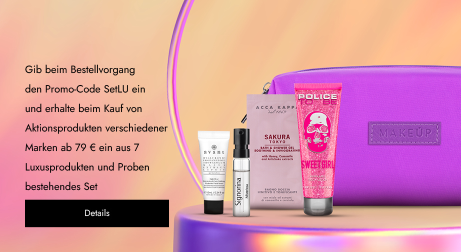 Beim Kauf von Aktionsprodukten verschiedener Marken ab 79 € gib den Promo-Code SetLU an und erhalte ein kostenloses Set, das beinhaltet